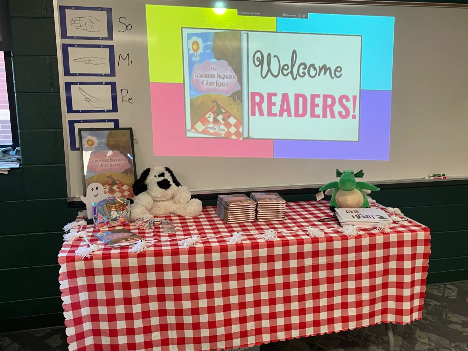 Students enjoying an author visit with Jennifer Hayes.